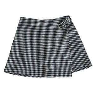 Justice Girl's Size 12 Black White Checked Wrap Style Skort